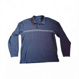 Gray/blue y2k 90s preppy long sleeve polo shirt men’s large